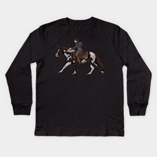 Brown and White Paint horse Extended Lope Kids Long Sleeve T-Shirt